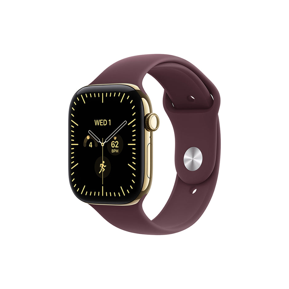 Apple Watch Series 12 Cellular 42mm - Radiant Gold Titanium / Burgundy Sport Band - S/M