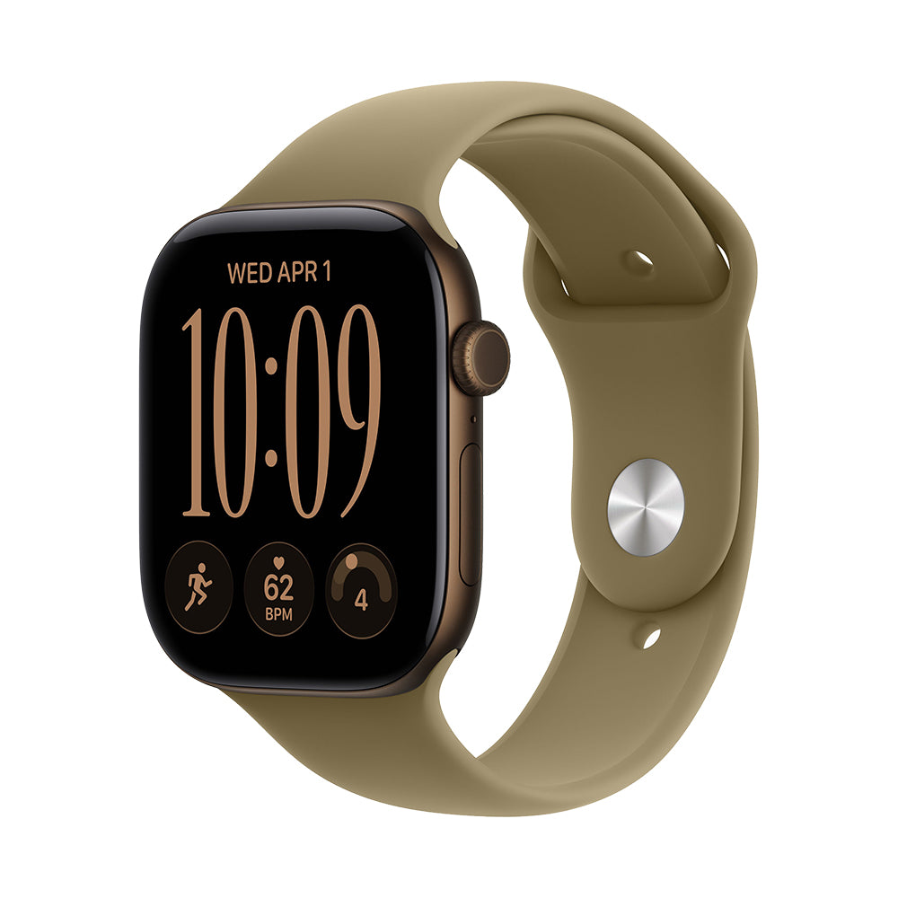 Apple Watch Series 12 GPS 46mm - Dark Bronze Aluminium / Olive Sport Band - M/L