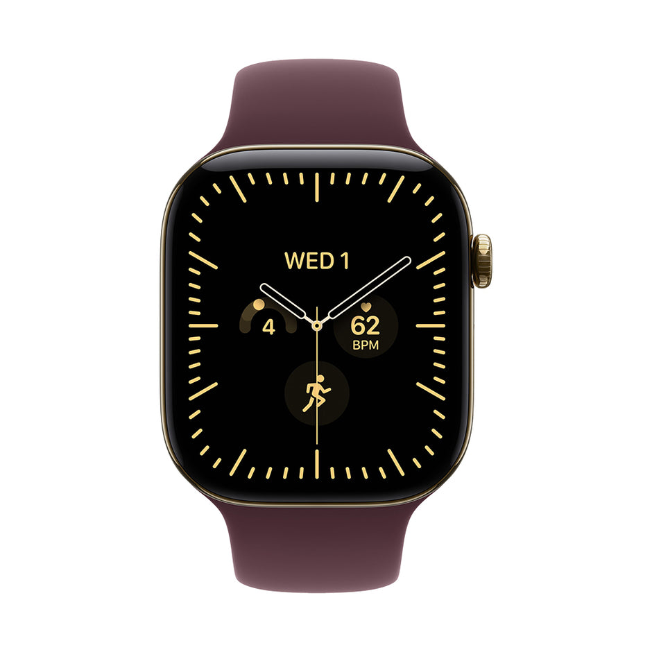 Apple Watch Series 12 Cellular 46mm - Radiant Gold Titanium / Burgundy Sport Band - S/M