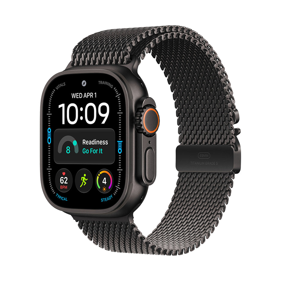 Apple Watch Ultra 4 Cellular 49mm - Black Titanium / Black Titanium Milanese Loop - Medium