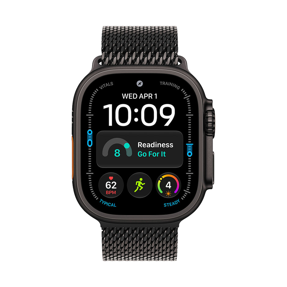 Apple Watch Ultra 4 Cellular 49mm - Black Titanium / Black Titanium Milanese Loop - Medium