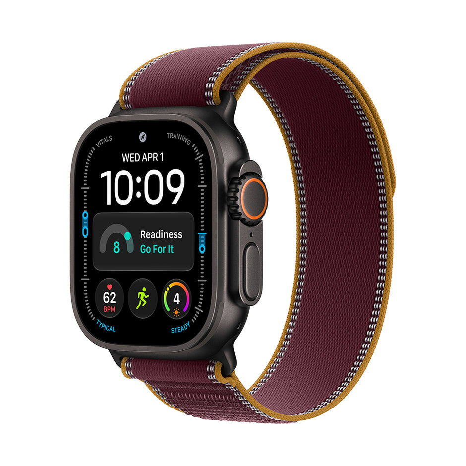 Apple Watch Ultra 4 Cellular 49mm - Black Titanium / Burgundy Trail Loop - S/M