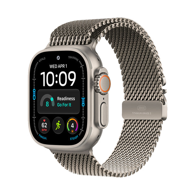 Apple Watch Ultra 4 Cellular 49mm - Natural Titanium / Natural Titanium Milanese Loop - Large