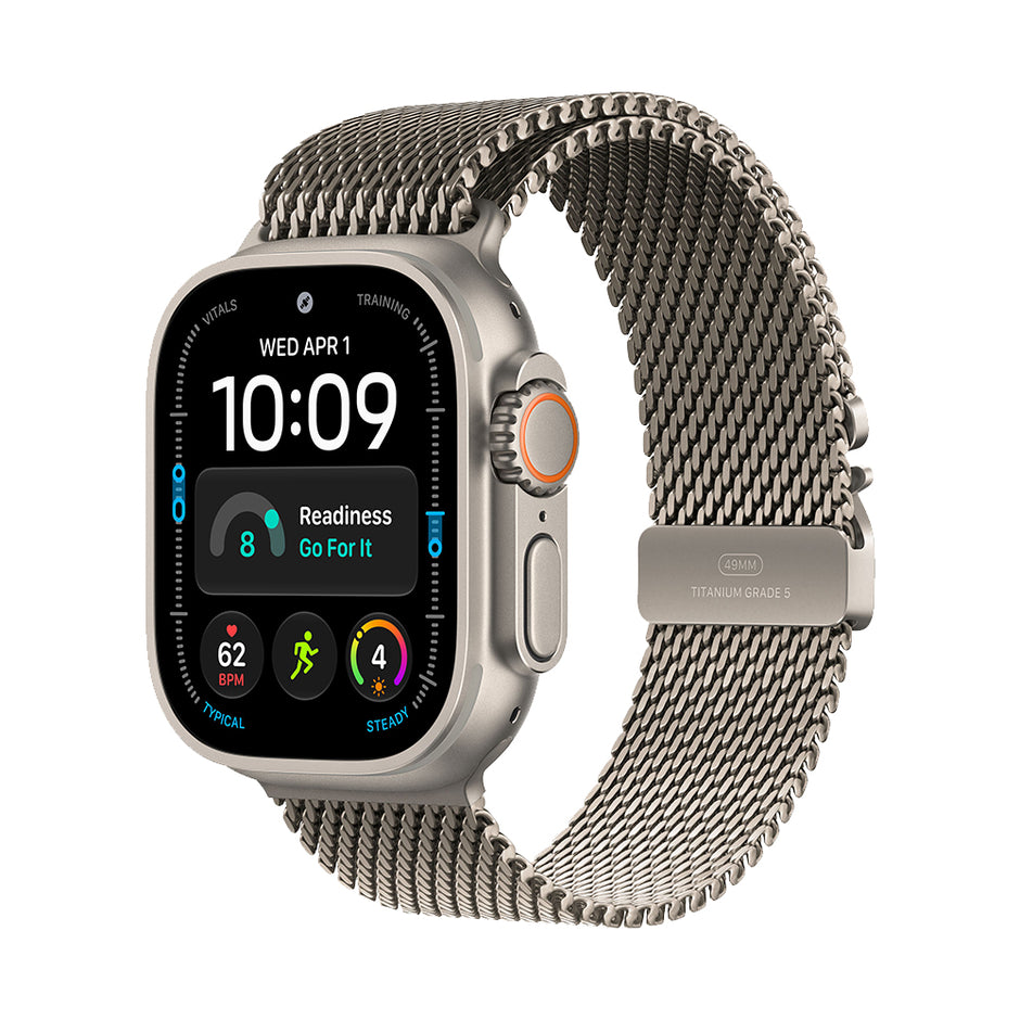 Apple Watch Ultra 4 Cellular 49mm - Natural Titanium / Natural Titanium Milanese Loop - Medium