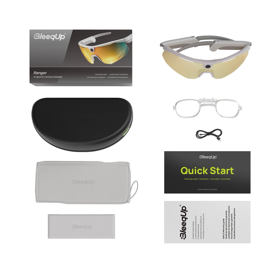 BleeqUp Ranger AI Sports Camera Glasses - White