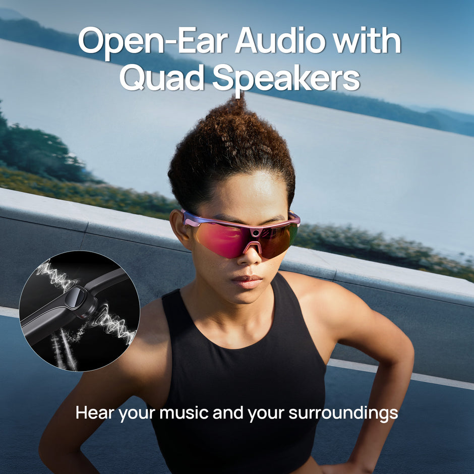BleeqUp Ranger AI Sports Camera Glasses - Pink Purple