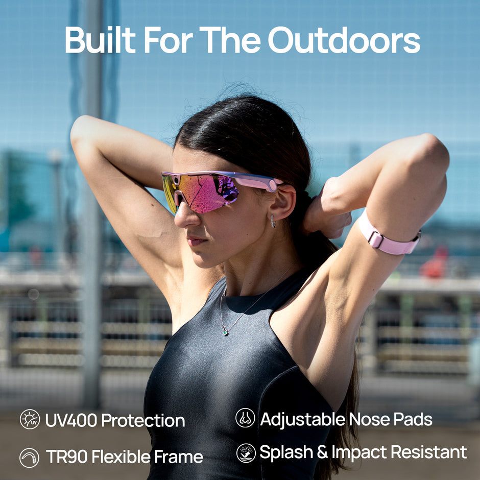 BleeqUp Ranger AI Sports Camera Glasses - Pink Purple