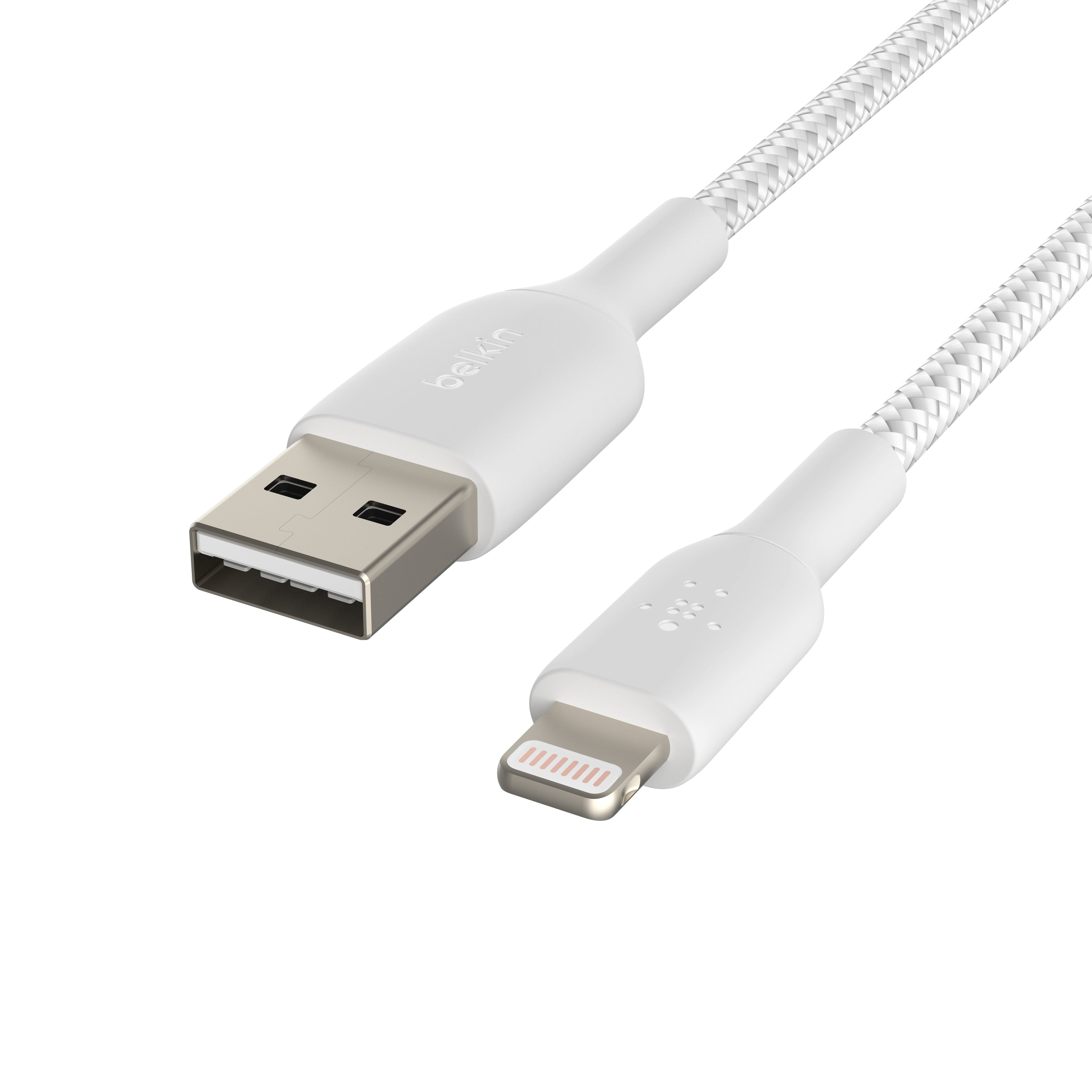 Кабел Belkin - Boost Charge, USB-A/Lightning, плетен, 0.15 м, бял