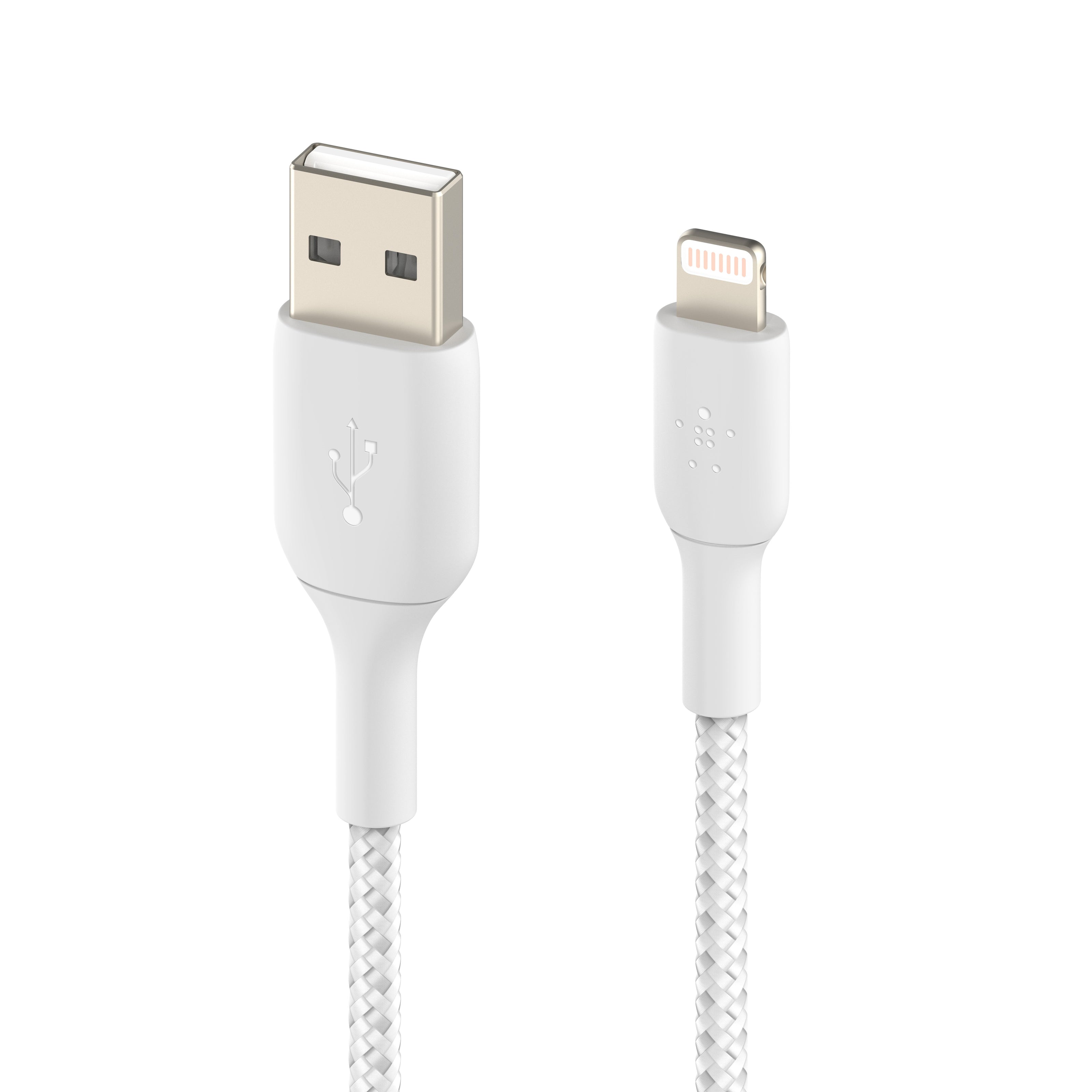 Кабел Belkin - Boost Charge, USB-A/Lightning, плетен, 0.15 м, бял