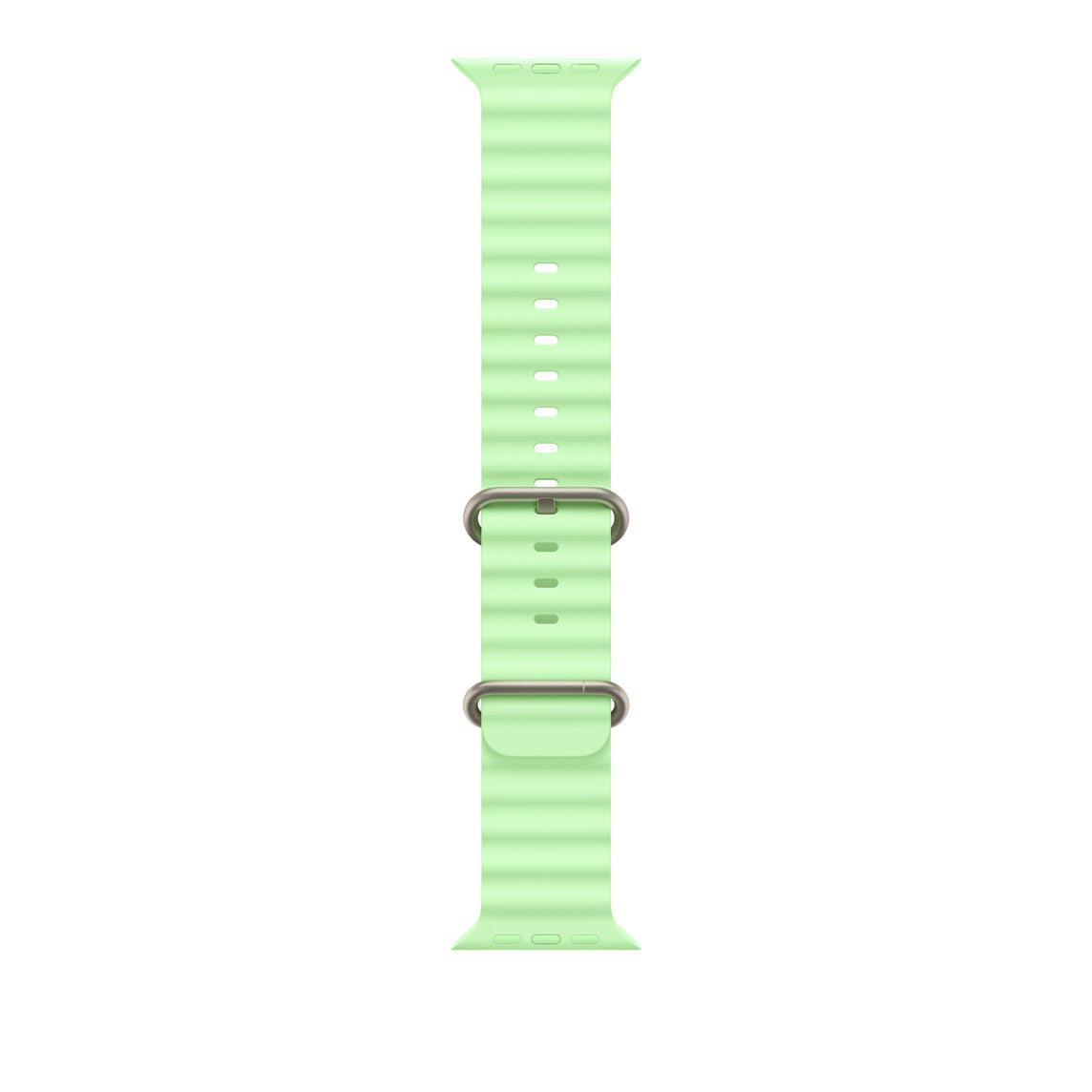 49mm Neon Green Ocean Band - Natural Titanium Finish