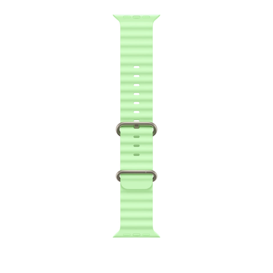 49mm Neon Green Ocean Band - Natural Titanium Finish