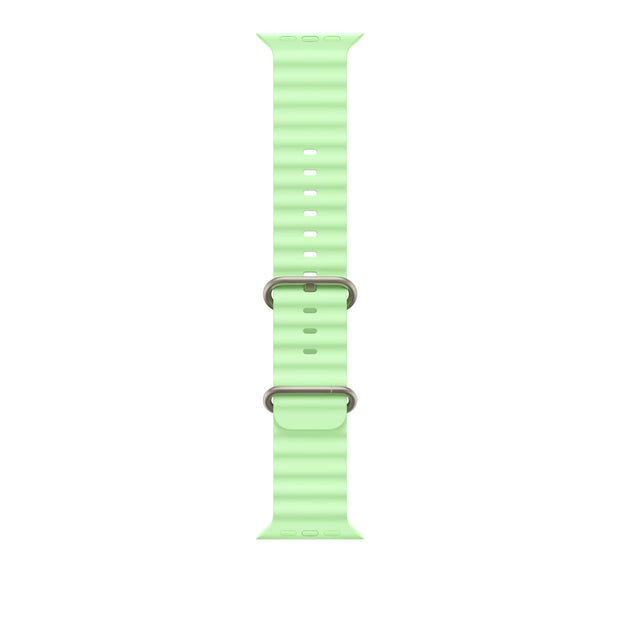 49mm Neon Green Ocean Band - Natural Titanium Finish