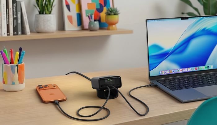 Satechi ChargeView 140W Desktop Charger EU – настолно USB-C GaN зарядно с дисплей