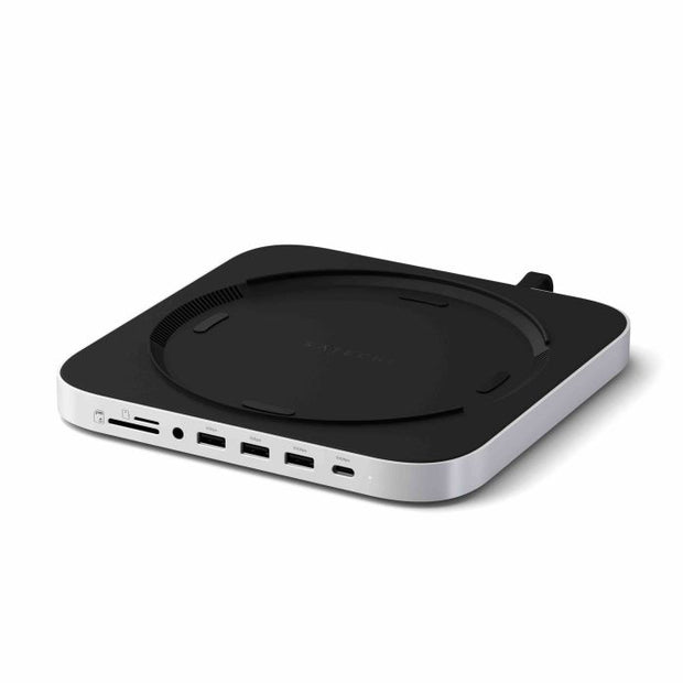 Satechi Stand и Hub For Mac Mini / Studio (1x USB-C 3.2, 1xUSB-A 3.2, 2x USB-A 3.0, 3.5mm Audio, 1x Micro / SD, 1x NVMe / M.2 SATA SSD Enclosure Drive not included) - Silver