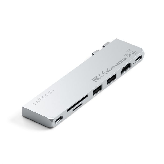 Satechi PRO HUB SLIM (1xUSB4, 1xHDMI, 2xUSB-A, SD / MicroSD, UHS-I up to 104MB / s, SD / SDHC / SDXC up to 2TB, 1xUSB-C) - Silver
