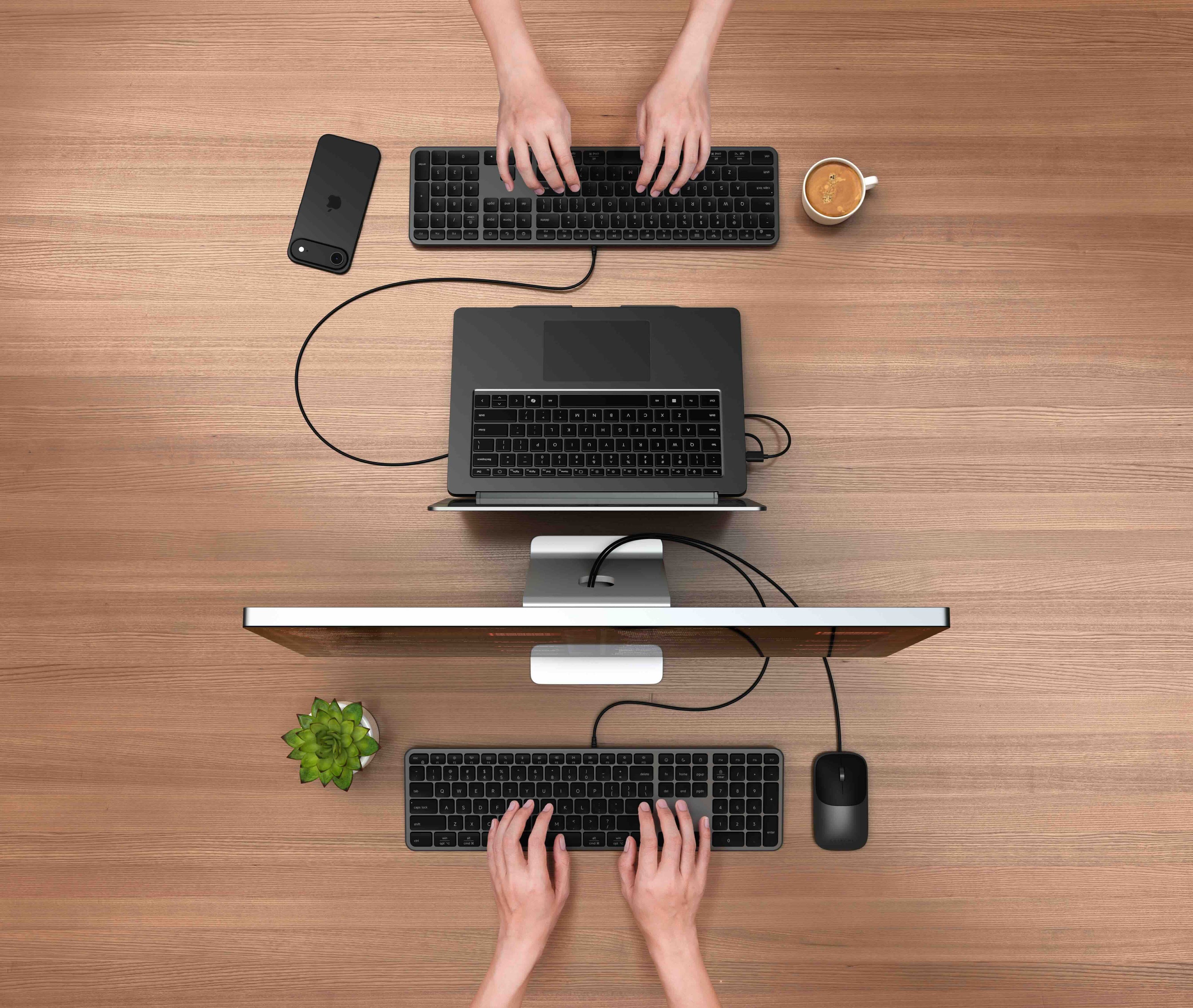 Satechi Slim LX3 Wired Keyboard – жична клавиатура с USB-C и USB-A - Space Black