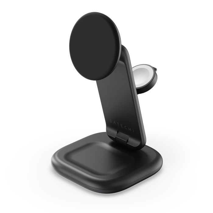 Satechi 3-in-1 Foldable Wireless Charging Stand Qi2 25W Space Black – сгъваема безжична зарядна станция