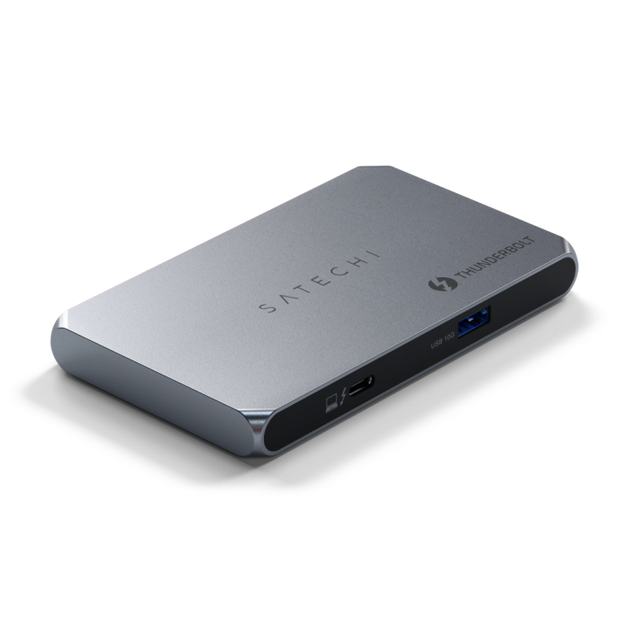 Satechi Aluminium Thunderbolt 4 Slim Hub (3x Thunderbolt 4 Downstream Ports 40 Gbps, 2x 4K 60Hz or 1x 8K or 1x 6K on Mac, 1x DC 20V Port) - Grey