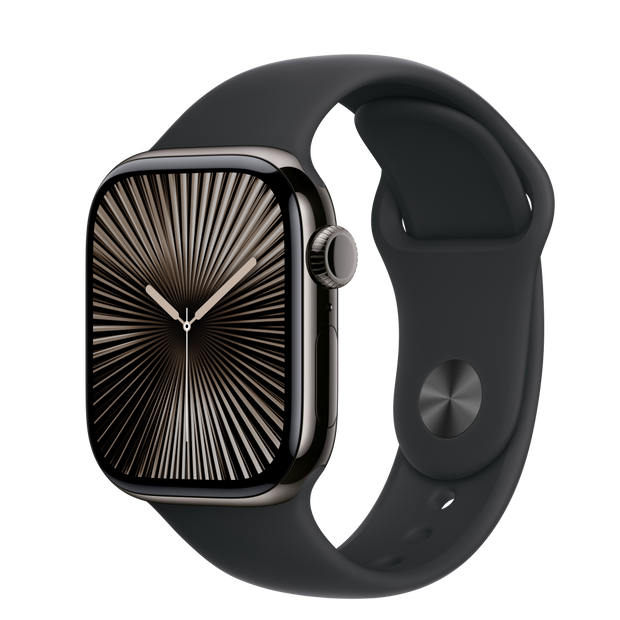 Apple Watch Series 10 Cellular 42mm - Slate Titanium / Black Sport Band - M/L