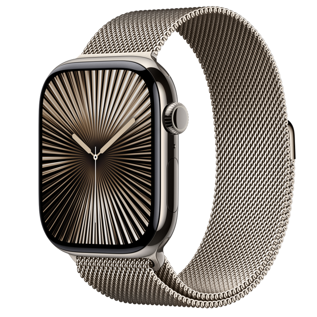 Apple Watch Series 10 Cellular 46mm - Natural Titanium / Natural Milanese Loop - M/L