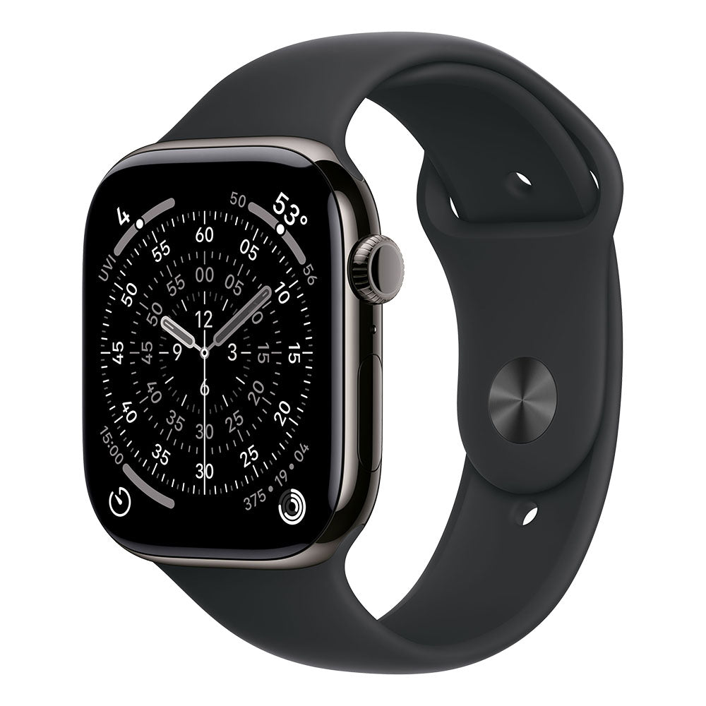 Apple Watch Series 11 Cellular 46mm - Slate Titanium / Black Sport Band - S/M