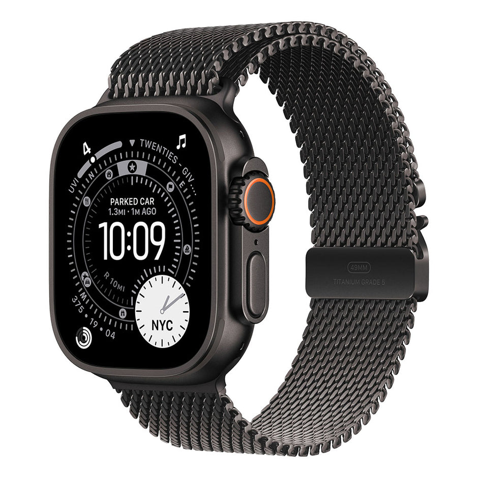 Apple Watch Ultra 3 Cellular 49mm - Black Titanium / Black Titanium Milanese Loop - Large
