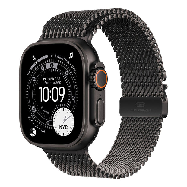 Apple Watch Ultra 3 Cellular 49mm - Black Titanium / Black Titanium Milanese Loop - Large