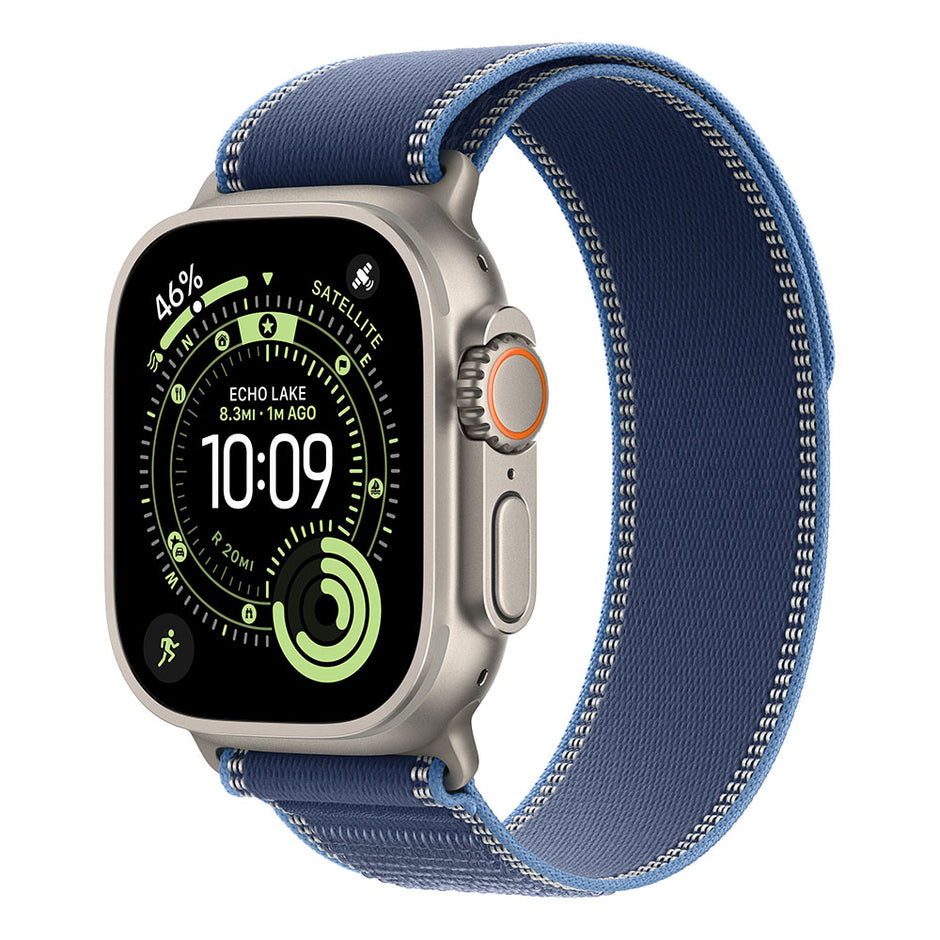 Apple Watch Ultra 3 Cellular 49mm - Natural Titanium / Blue/Bright Blue Trail Loop - M/L