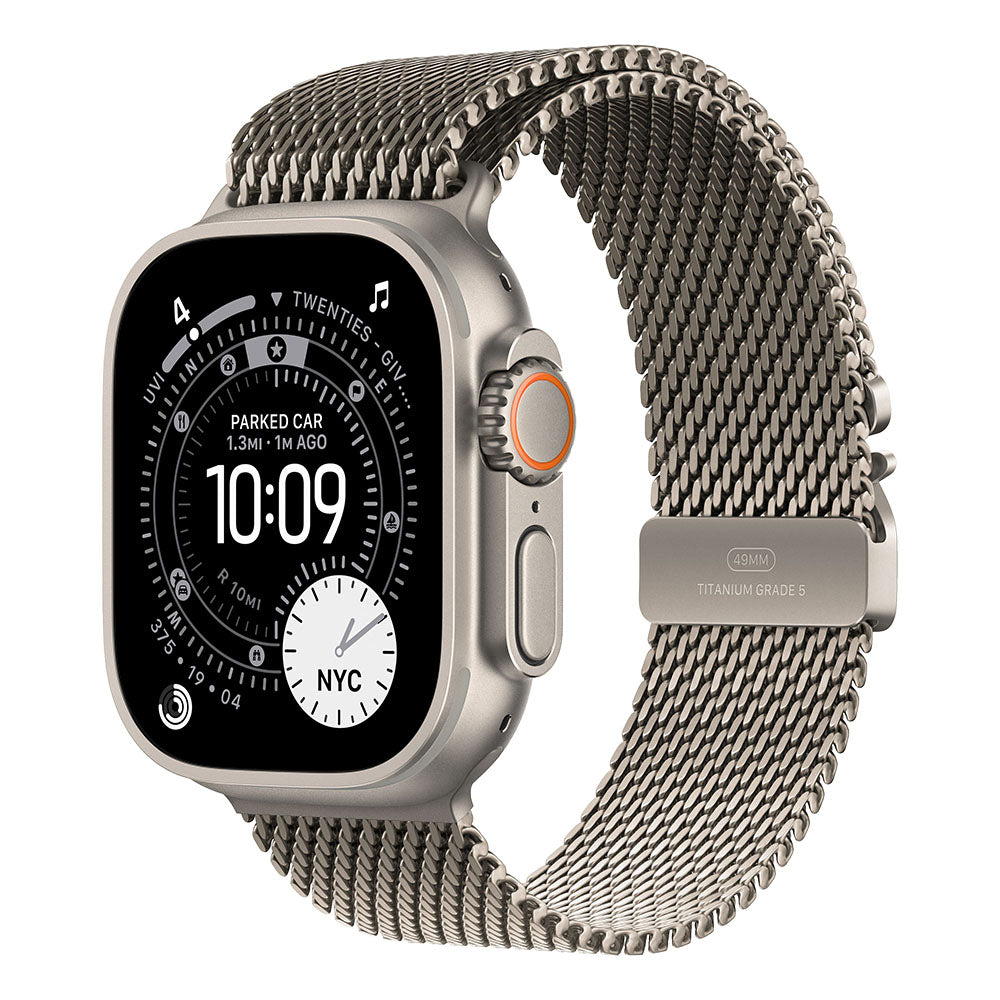 Apple Watch Ultra 3 Cellular 49mm - Natural Titanium / Natural Titanium Milanese Loop - Large