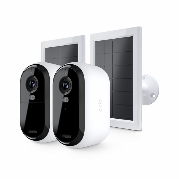 Камери за сигурност Arlo Essential Gen 2 2K Outdoor – 2 камери + 2 соларни панела, бели