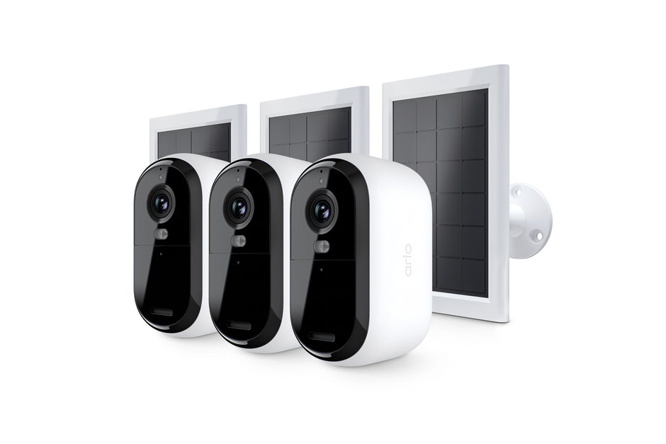 Камери за сигурност Arlo Essential Gen 2 2K Outdoor – 3 камери + 3 соларни панела, бели