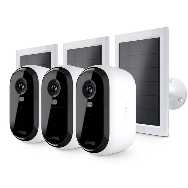Камери за сигурност Arlo Essential Gen 2 2K Outdoor – 3 камери + 3 соларни панела, бели