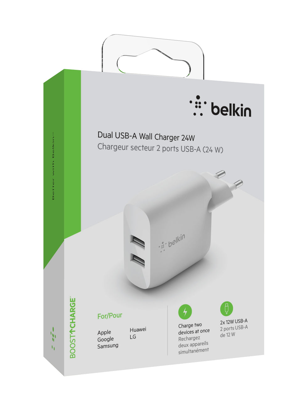 Зарядно Belkin, 24W, бял
