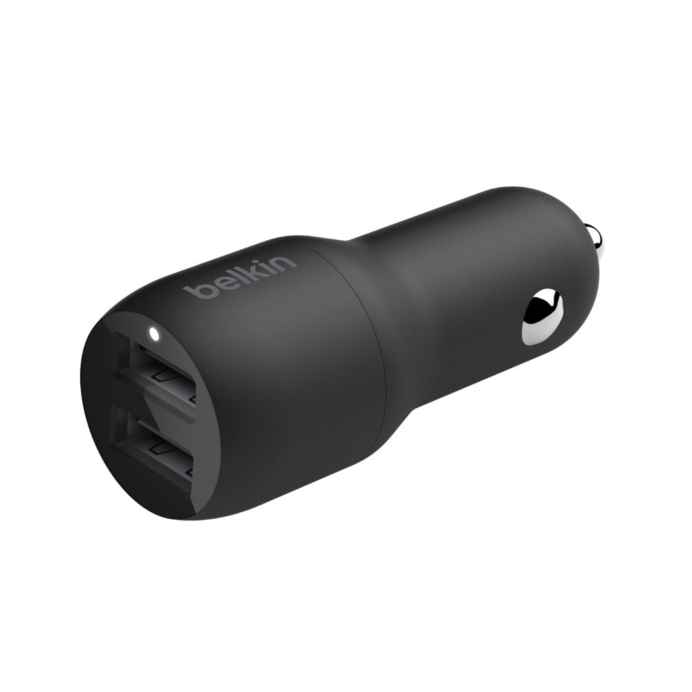 Автомобилно зарядно Belkin, 24W, USB-C + USB-A, черен