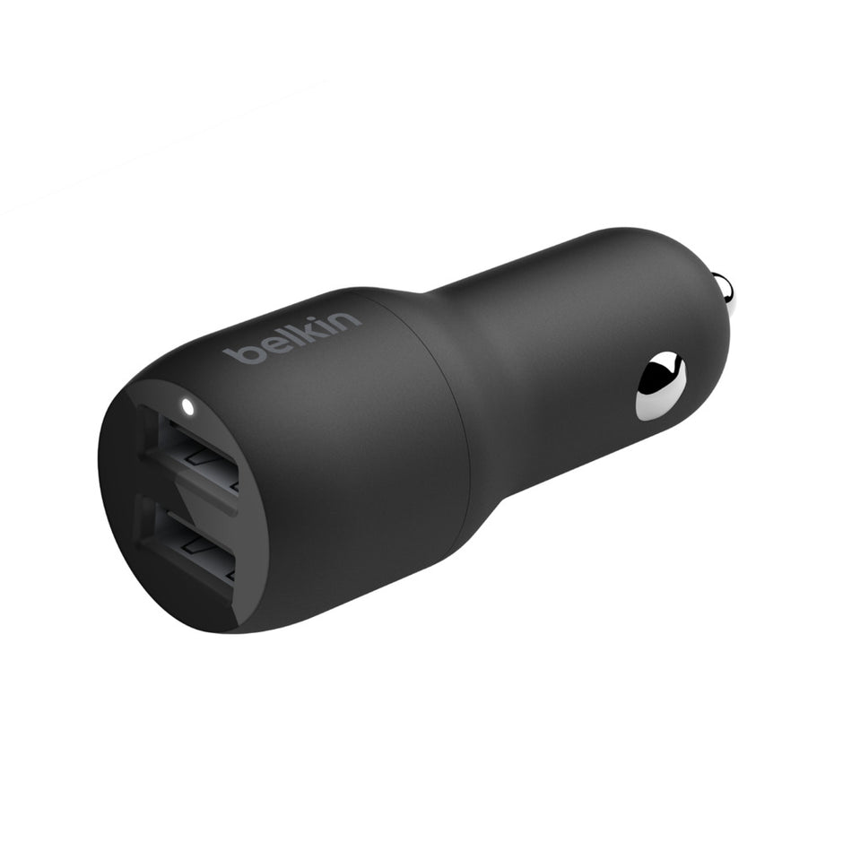 Автомобилно зарядно Belkin, 24W, USB-C + USB-A, черен