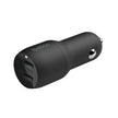 Автомобилно зарядно Belkin, 24W, USB-C + USB-A, черен