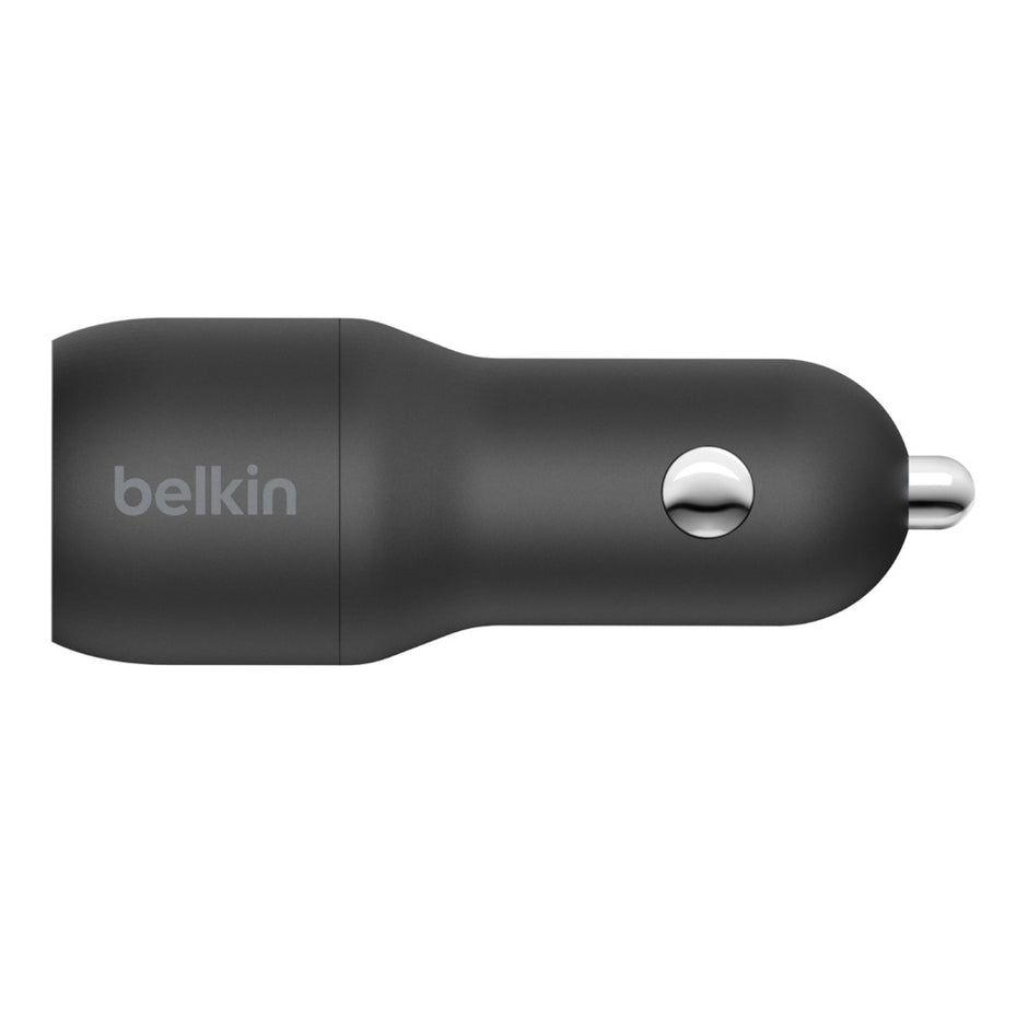 Автомобилно зарядно Belkin, 24W, USB-C + USB-A, черен