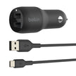 Автомобилно зарядно Belkin, 24W, USB-C + USB-A, черен