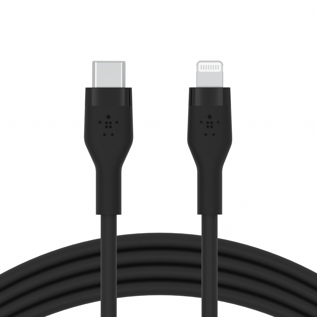 Кабел Belkin - Boost Charge, USB-C/Lightning, силиконов, 2 м, черен