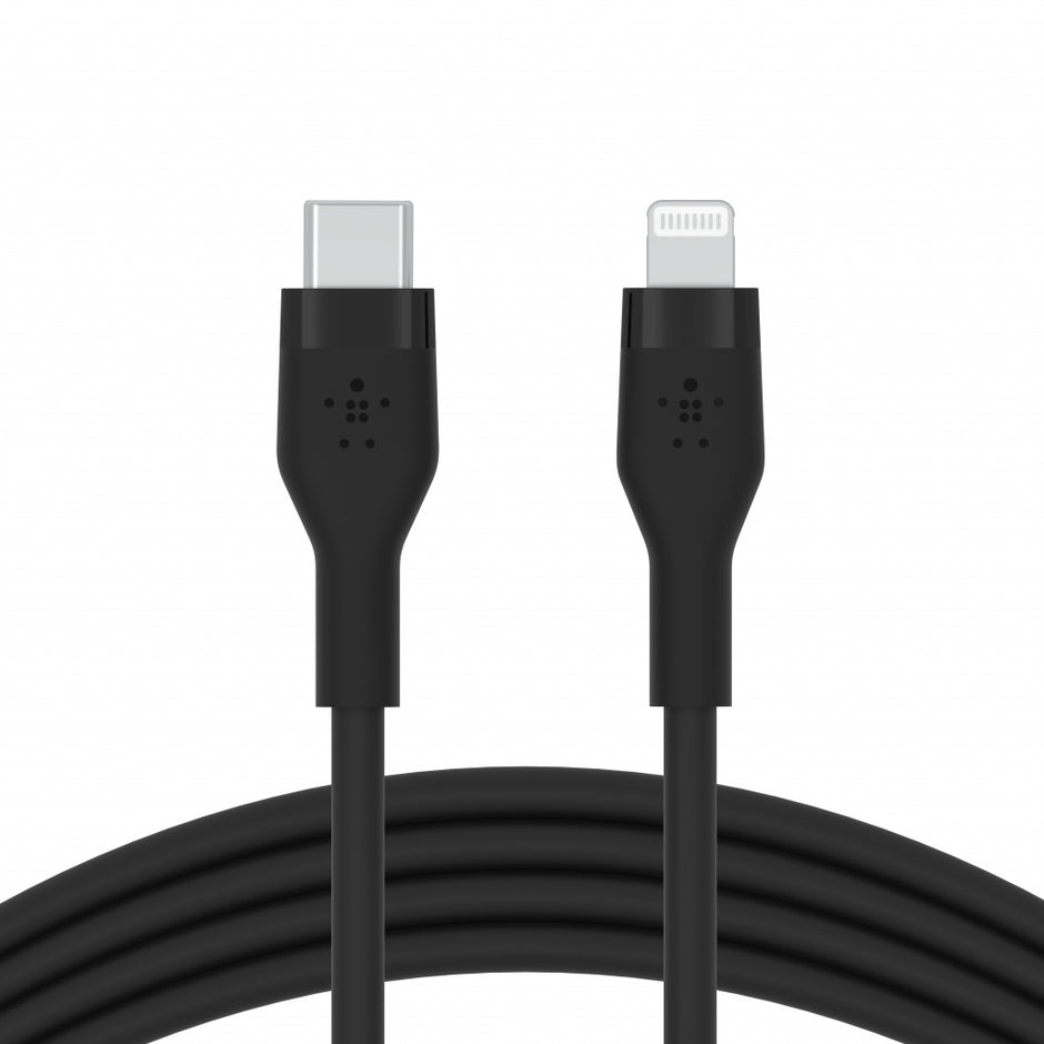 Кабел Belkin - Boost Charge, USB-C/Lightning, силиконов, 2 м, черен