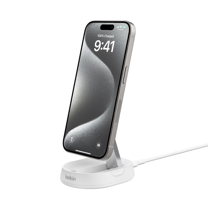 Безжично зарядно Belkin - Qi2, 15W, бял