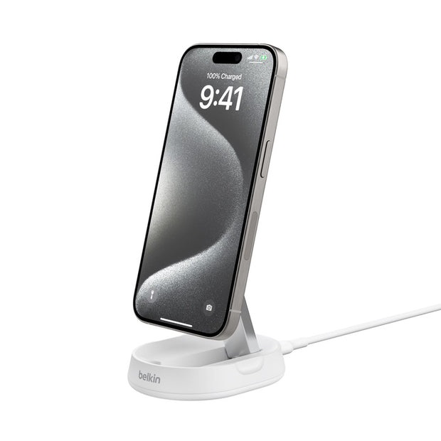 Безжично зарядно Belkin - Qi2, 15W, бял