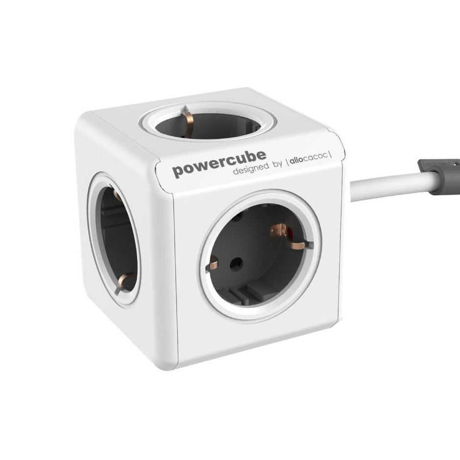 DesignNest PowerCube Extended 1300GY разклонител, 5 гнезда, 1.5 м кабел, сив