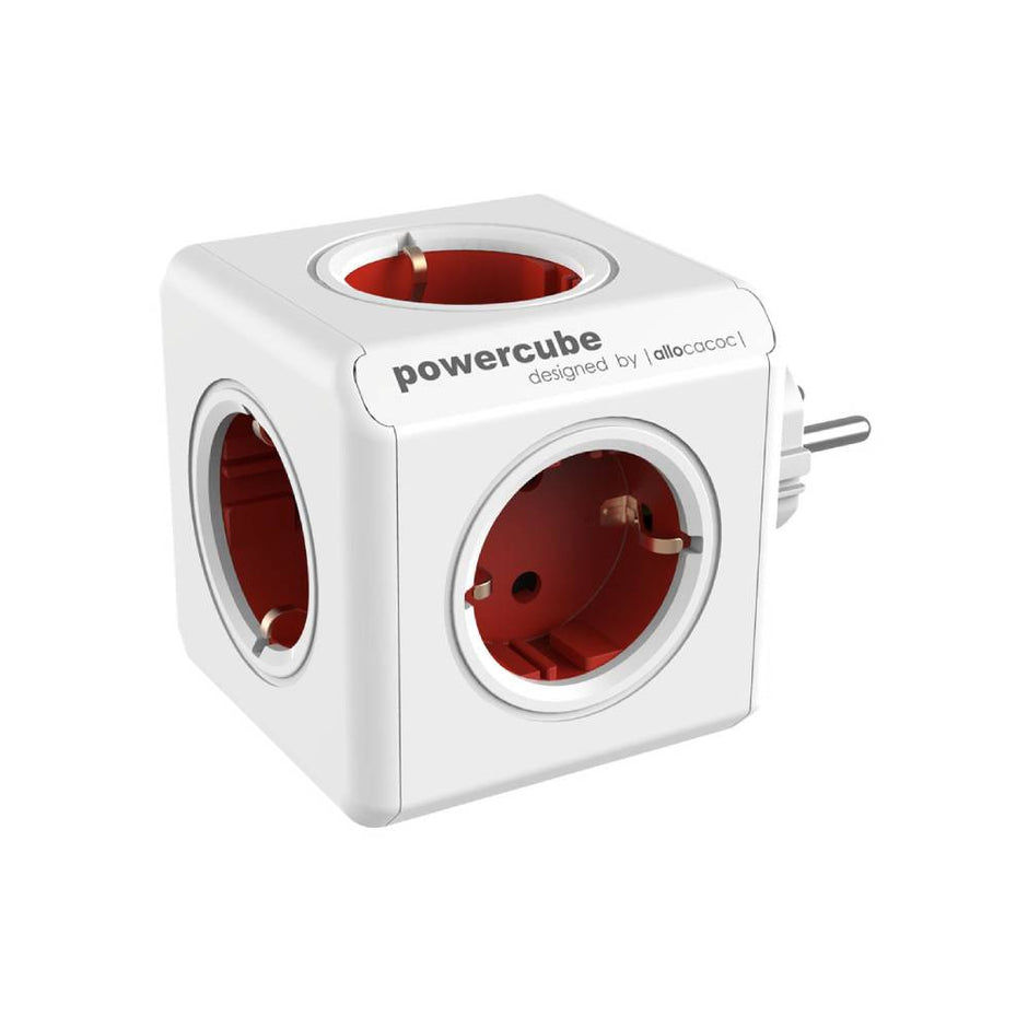 DesignNest PowerCube Original 1100RD разклонител, 5 гнезда, червен