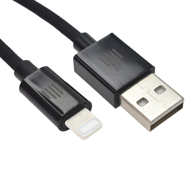 Кабел Dviced, USB-A/Lightning, найлонова оплетка, 0.25 м, черен