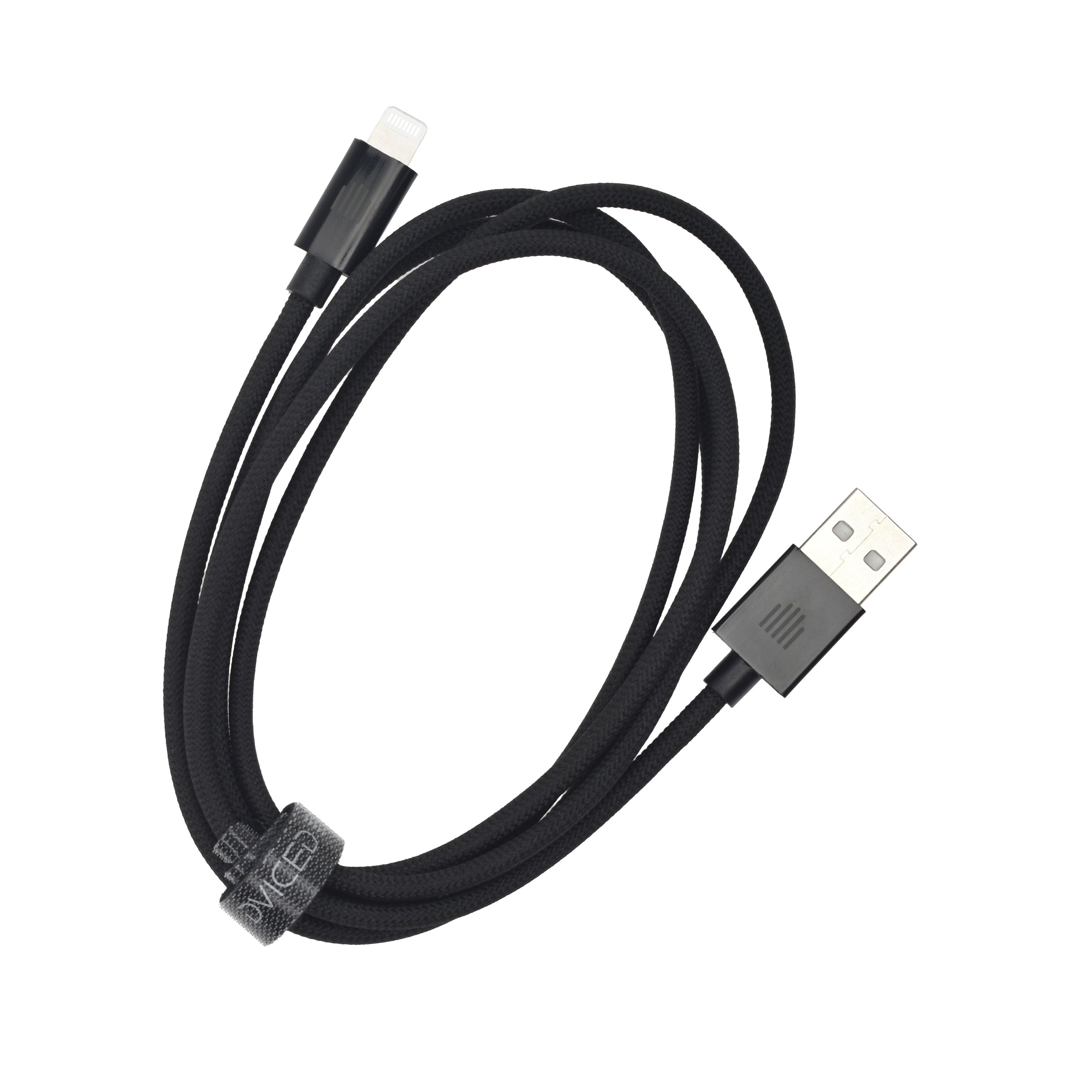 Кабел Dviced, USB-A/Lightning, найлонова оплетка, 1.25 м, черен