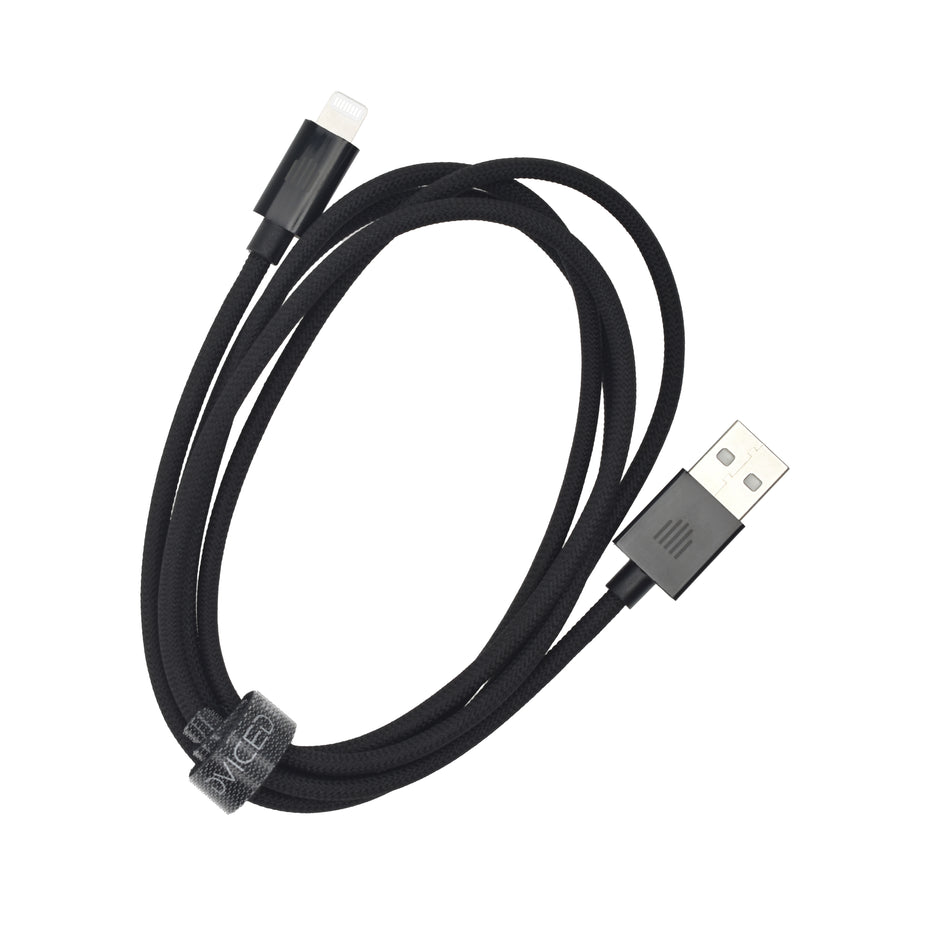 Кабел Dviced, USB-A/Lightning, найлонова оплетка, 1.25 м, черен