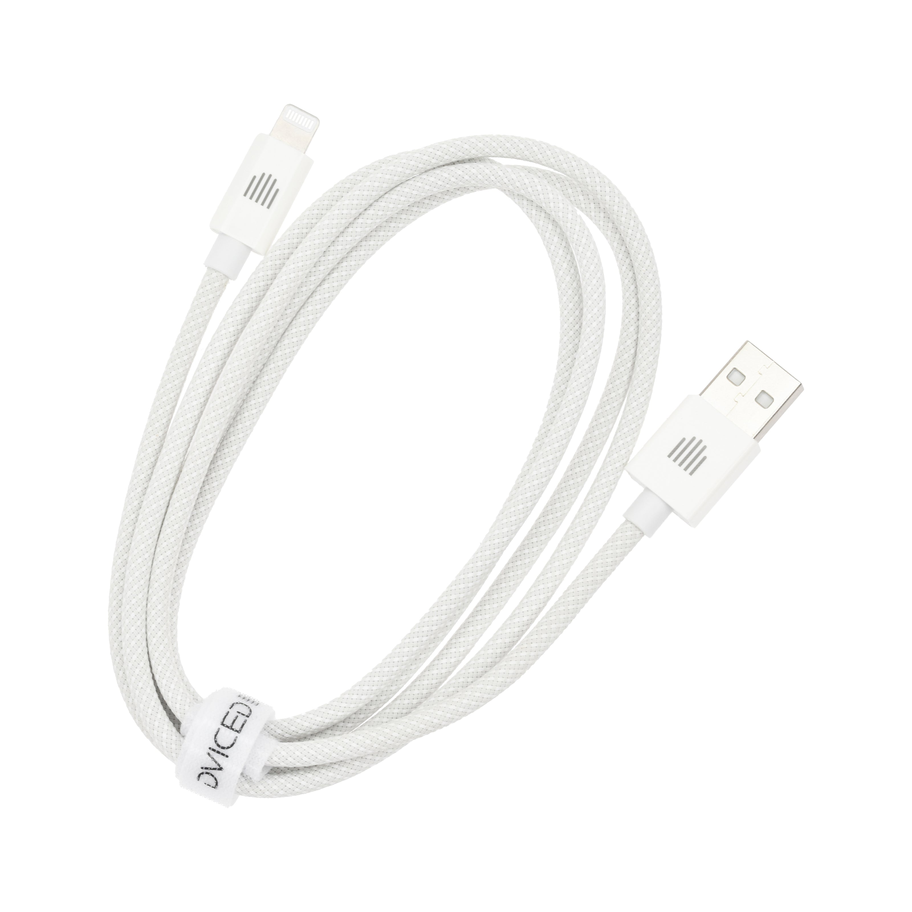 Кабел Dviced, USB-A/Lightning, найлонова оплетка, 1.25 м, бял