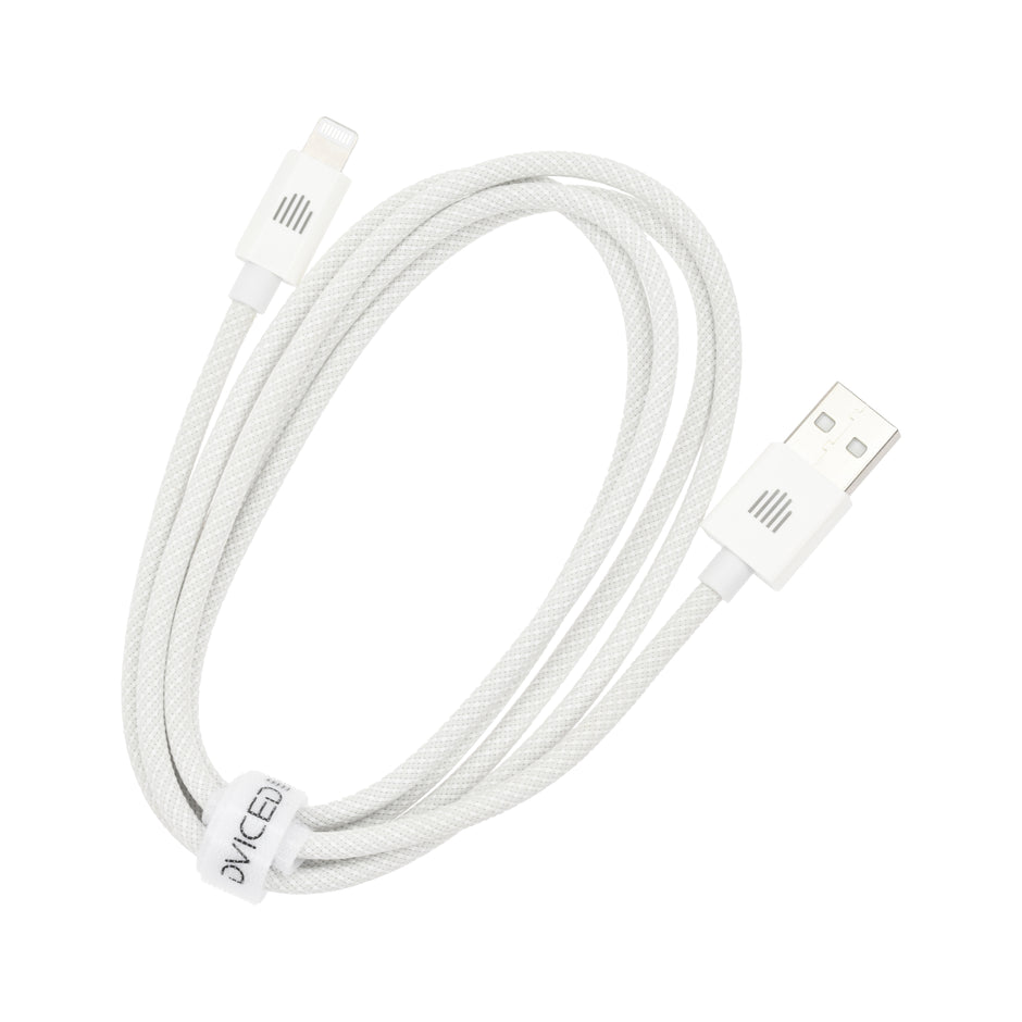 Кабел Dviced, USB-A/Lightning, найлонова оплетка, 1.25 м, бял