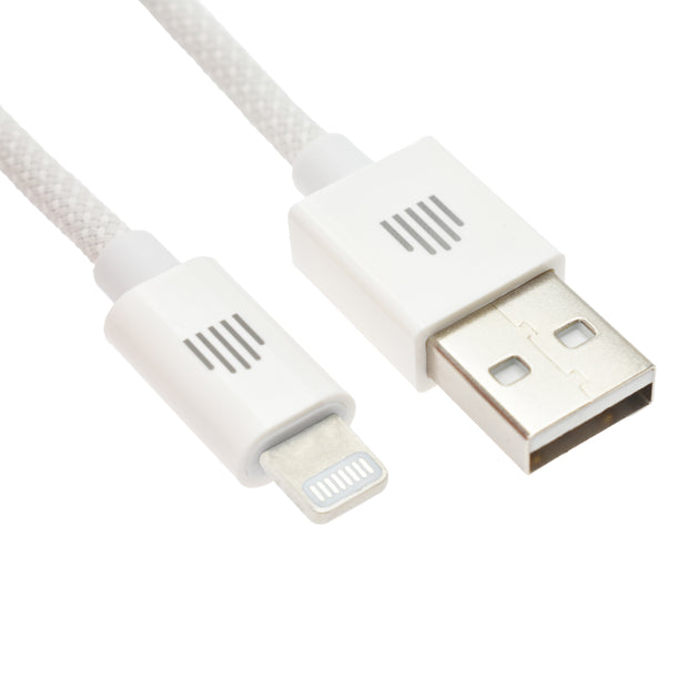 Кабел Dviced, USB-A/Lightning, найлонова оплетка, 1.25 м, бял